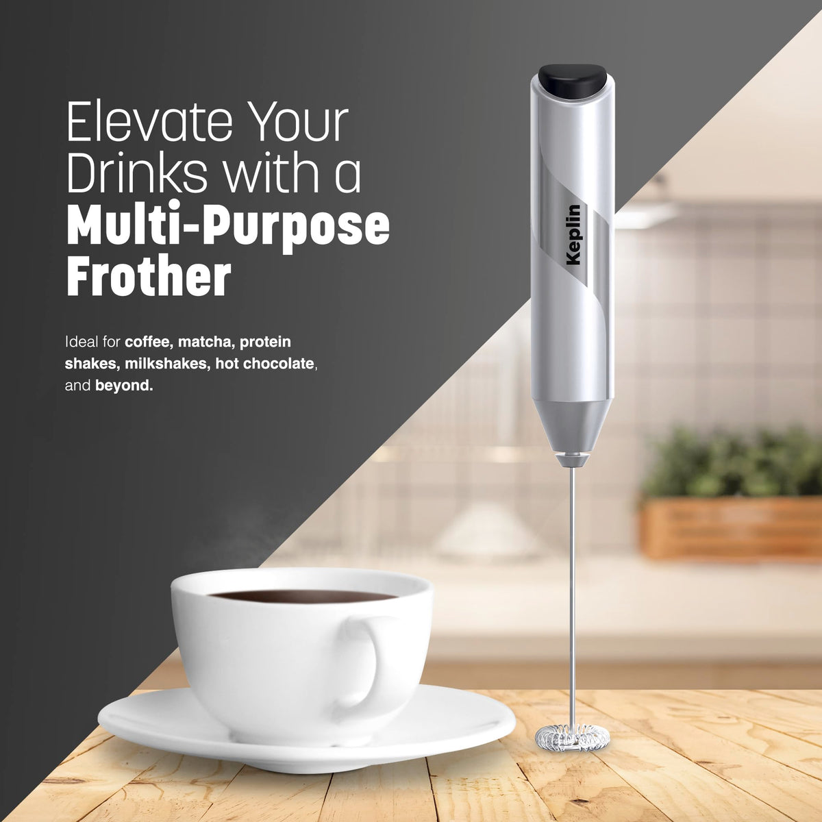 Keplin Handheld Milk Frother with Stand