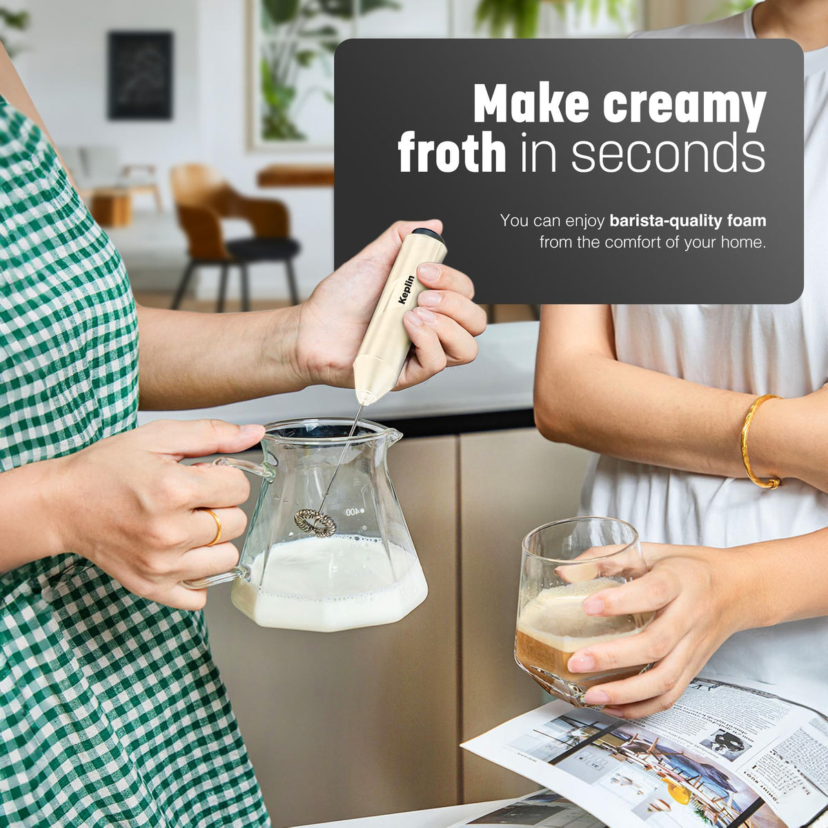Keplin Handheld Milk Frother with Stand